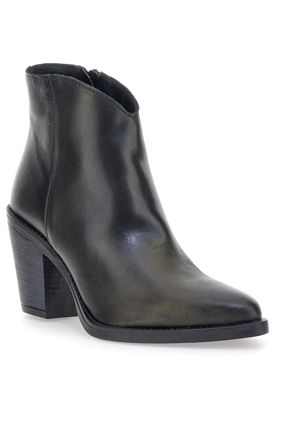 PITTARELLO GLAM Stivaletti neri in vera pelle con tacco alto squadrato 63260 NERO Discount