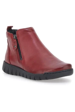 Donna PLOCADI Stivaletti Rossi in Vera Pelle con Cerniere Laterali 749007pt