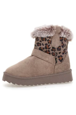 GRAZIE Stivaletti taupe con fantasia leopardata e interno caldo con pelo 1642