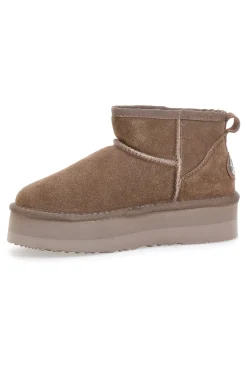 MON DIEU Stivaletti con Pelo e Tomaia in Pelle WD5002SA TAUPE Clearance