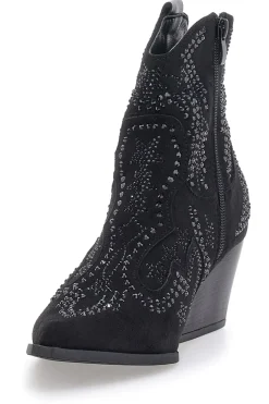 THE FIRST Stivaletti Texani Neri alla Caviglia con Decorazioni 506 NERO Outlet