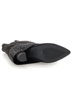 THE FIRST Stivali texani neri con tacco alto e strass P606 SCHWARZ Discount