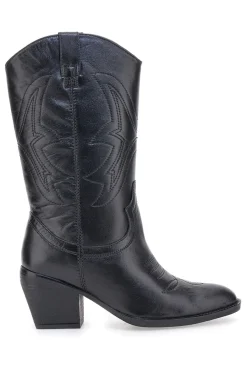 PITTARELLO FOCUS Stivali texani neri in vera pelle con tacco largo KI5496 SCHWARZ Hot