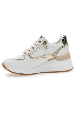 LAURA BIAGIOTTI Stringate Bianche con Dettagli Oro e Leopardati 8481 Sale