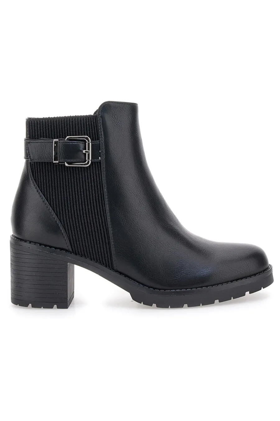 THE FIRST P628 e Stiefeletten mit mittlerem Absatz und elastischer Seite SCHWARZ Best