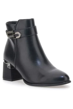 THE FIRST P619 e Stiefeletten mit mittelhohem Absatz und Schmuckriemen SCHWARZ Best