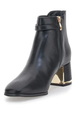 MARIELLA BURANI Tronchetti neri con tacco e dettaglio oro 51813C1157 SCHWARZ Clearance