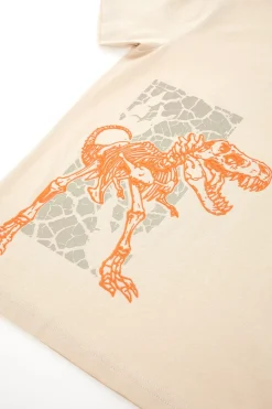 PITT KIDS T-Shirt Beige con Dinosauro Arancione PT-B-F-0500