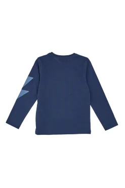 PITT KIDS T-Shirt Blu a Maniche Lunghe con Lampo Stampato PT-B-T-05017