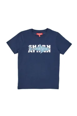 PITT KIDS T-Shirt Blu con Squalo Stampato PT-B-T-05019