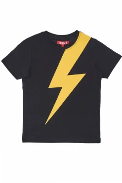 PITT KIDS T-Shirt Nera Con Stampa Lampo PT-B-T-0503