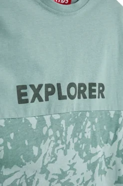 PITT KIDS T-shirt verde con stampa Explorer PT-B-T-90