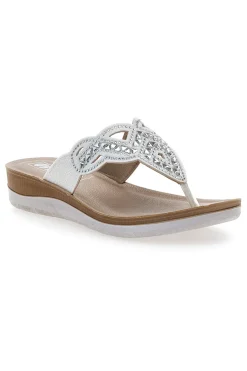 INBLU e Flip-Flops mit Steinen und Strasssteinen Bv WEIß New