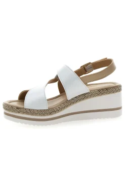 PITTARELLO LOOK Weiße und beige Sandale mit mittlerem Keilabsatz MK3313109 WEISS, BEIGE Discount