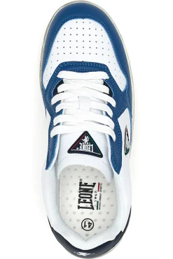 Uomo LEONE Weiße und blaue Sneakers mit Vintage-Sohle