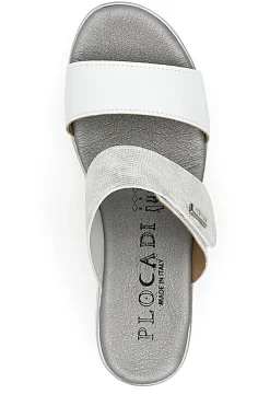 PLOCADI Weiße und silberne Keilpantoffeln 11073143 WEIß, SILVER