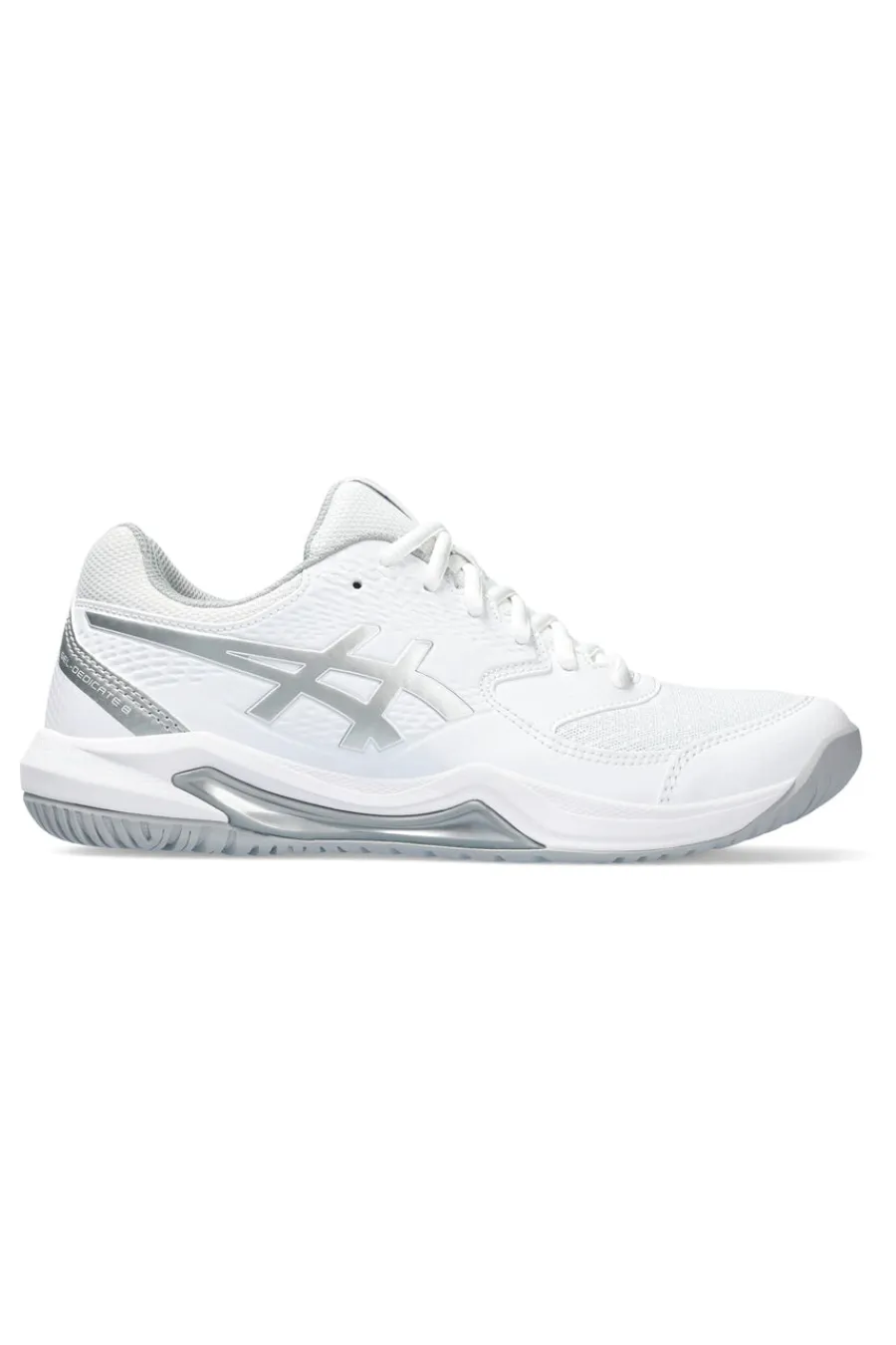 ASICS Weiß und Silber Tennisschuhe Gel-Dedicate 8