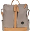 Donna PRIMA RIGA Zaino beige e cuoio con zip frontali e spallacci regolabili WIS BAGPITT001-A