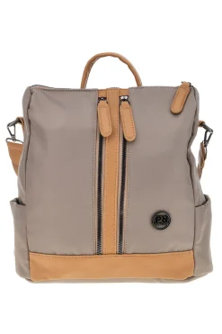 Donna PRIMA RIGA Zaino beige e cuoio con zip frontali e spallacci regolabili WIS BAGPITT001-A