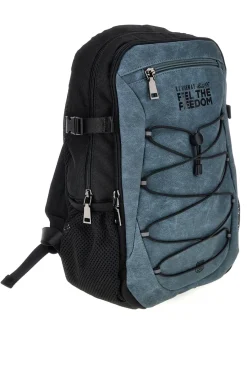 ROUTE 66 Zaino blu e nero con tasche multiple e cordini frontali 61992/L/SETRN