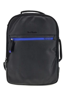 Uomo RENATO BALESTRA Zaino Nero con Dettagli Blu e Scomparto Porta PC COB 62140/L/SRBU6