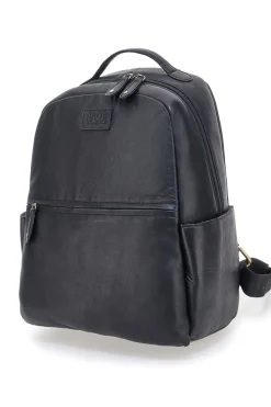 Donna BASILE Zaino nero in vera pelle con tasche laterali BA3545DX