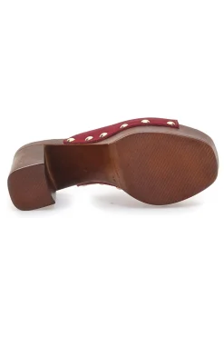 PITTARELLO LOVE Zoccoli Mules Vinaccia con borchie 35011/SC ROSSO Sale