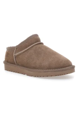 MON DIEU Zoccoli con Pelo in Vera Pelle WD5530T TAUPE New